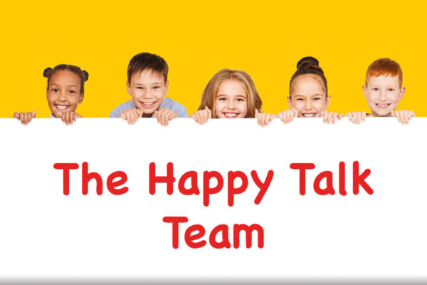 Happy children with empty board for your text isolated over yellow background, copy space